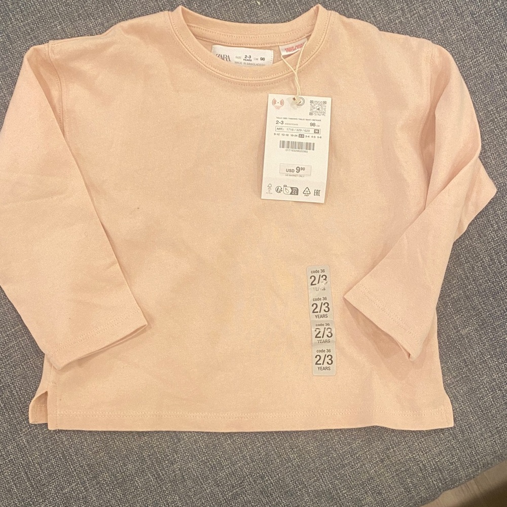Zara Kids Soft Pink Long Sleeve Tee